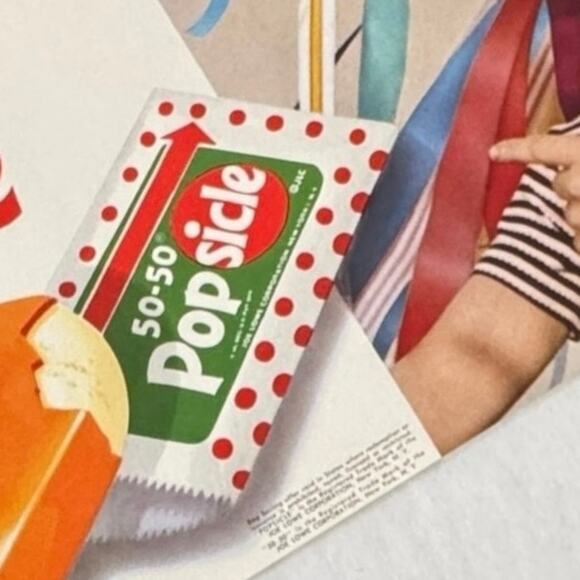 1950s Popsicle 50-50 Litho Diner Store Sign Vintage Ice Cream Joe Lowe Original - Picture 3 of 13